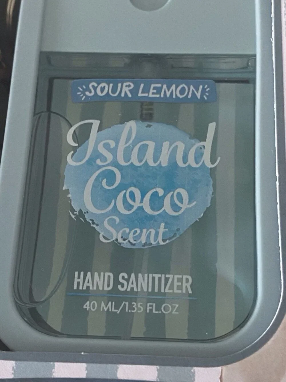 Sour Lemon Scented Hand Sanitizer Spray 1.35  Fl Oz Island Coco W/Silicone Case